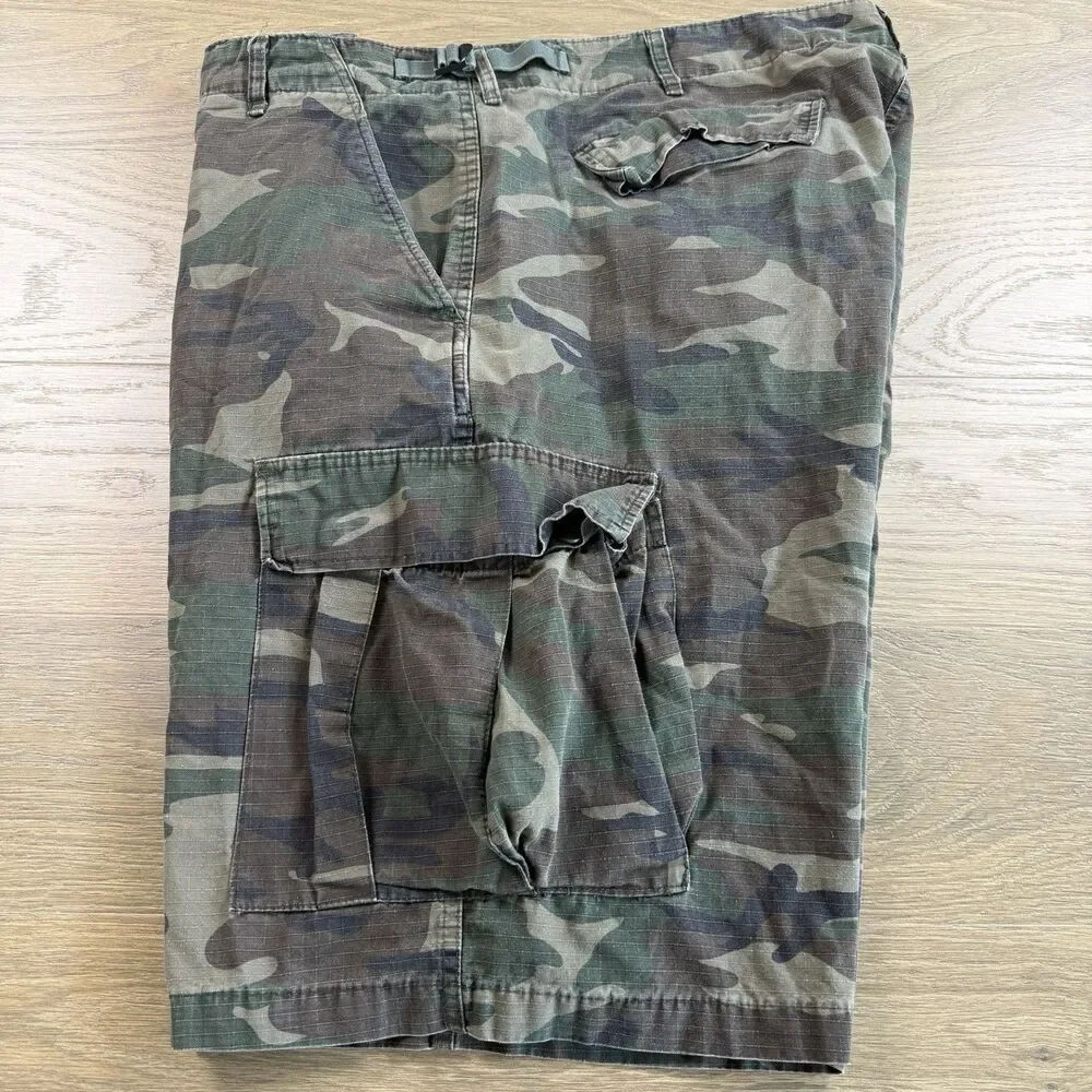 Brandit Shorts Men 4XL Woodland Camo Rip Stop Cargo Adjustable Waist Military